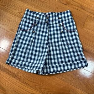 Gingham high waisted vintage shorts with red scallop detail!